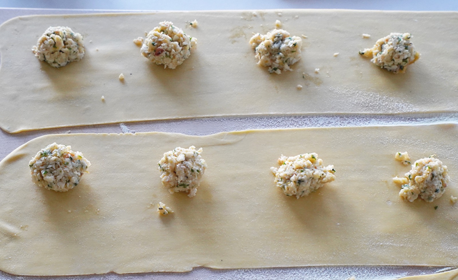 filling on dough